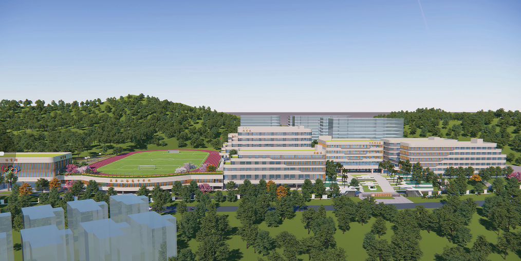 溫泉山谷國(guó)際康旅城普通高中學(xué)校建設(shè)項(xiàng)目1#學(xué)生宿舍樓、2#行政辦公樓、3#實(shí)驗(yàn)樓、4#教學(xué)樓、5#食堂、6#體育館主體結(jié)構(gòu)全面封頂